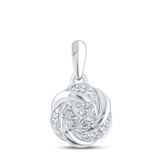 Sterling Silver Womens Round Diamond Cluster Pendant 1/20ctw