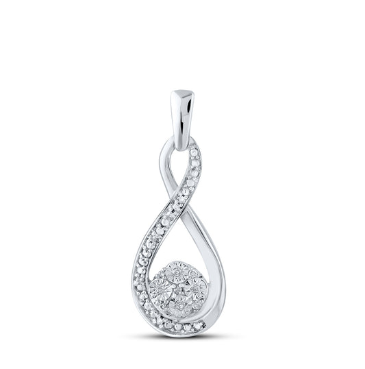 Sterling Silver Women's Round Diamond Fashion Pendant .03ctw