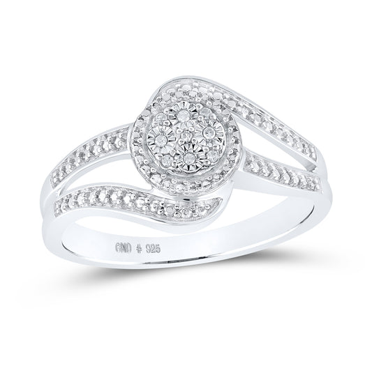 Sterling Silver Womens Round Diamond Cluster Ring .03 Cttw, Womens Size: 5-10