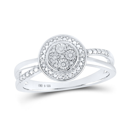 Sterling Silver Womens Round Diamond Cluster Ring .03ctw, Womens Size: 5-10