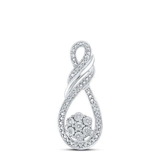 Sterling Silver Womens Round Diamond Fashion Pendant 1/20ctw