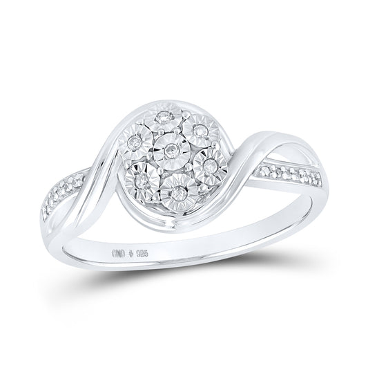 Sterling Silver Womens Round Diamond Cluster Ring 1/20 Cttw, Womens Size: 5-10