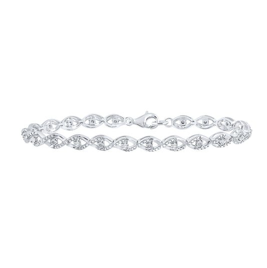Sterling Silver Womens Round Diamond Fashion Bracelet .03 Cttw