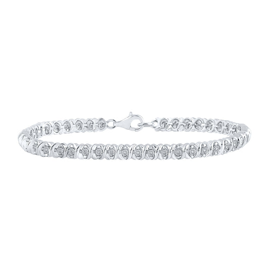 Sterling Silver Women's Round Diamond Fashion Bracelet 0.11 ctw
