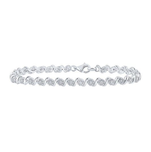 Sterling Silver Women's Round Dia. Fashion Bracelet 0.1 ctw