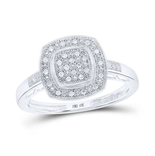 10K White Gold Womens Round Diamond Square Ring 1/12 Cttw, Womens Size: 5-10