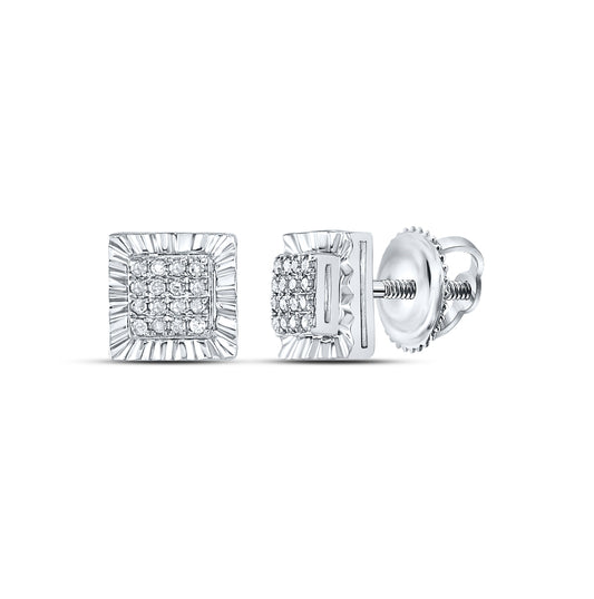 Sterling Silver 1/10ctw Diamond P3 Gift Square Earring