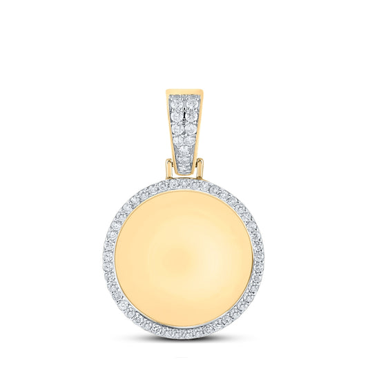 10K Yellow Gold Mens Round Diamond Memory Circle Charm Pendant 1 Cttw, Length: 1.41 In, Width: 0.94 In