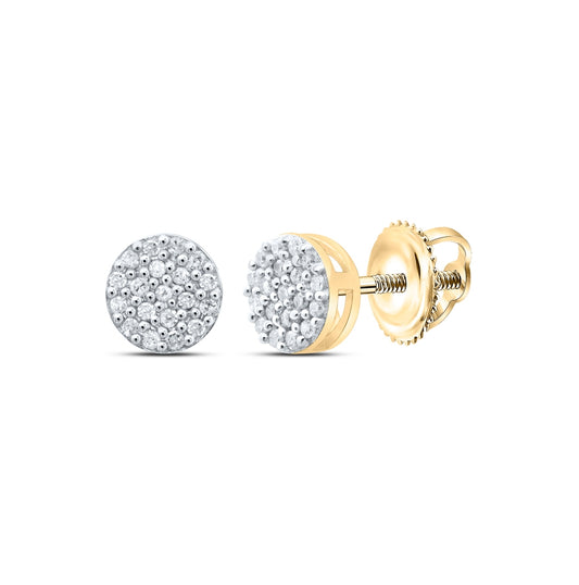 Sterling Silver Or Yellow-tone Sterling Silver Womens Round Diamond Cluster Earrings