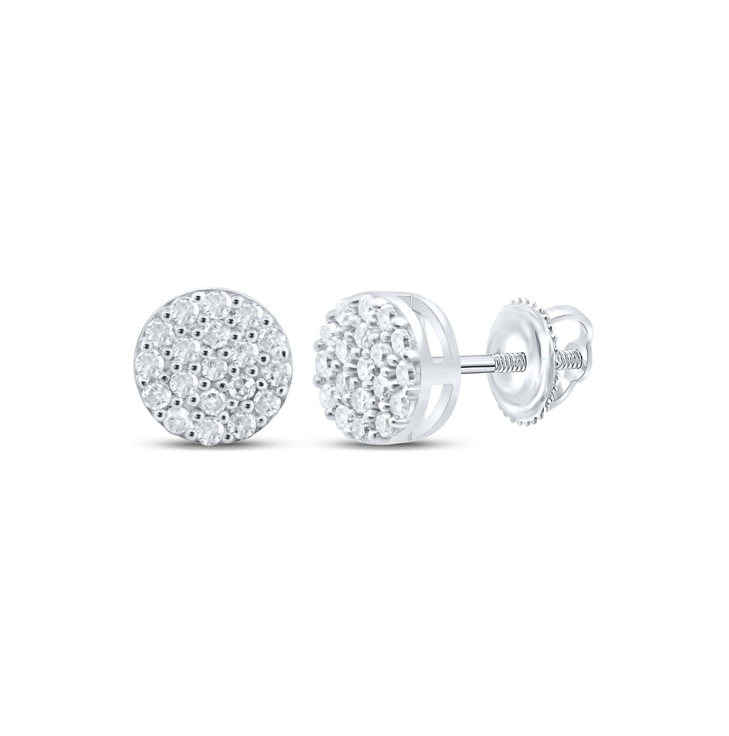 Sterling Silver Or Yellow-tone Sterling Silver Womens Round Diamond Cluster Earrings