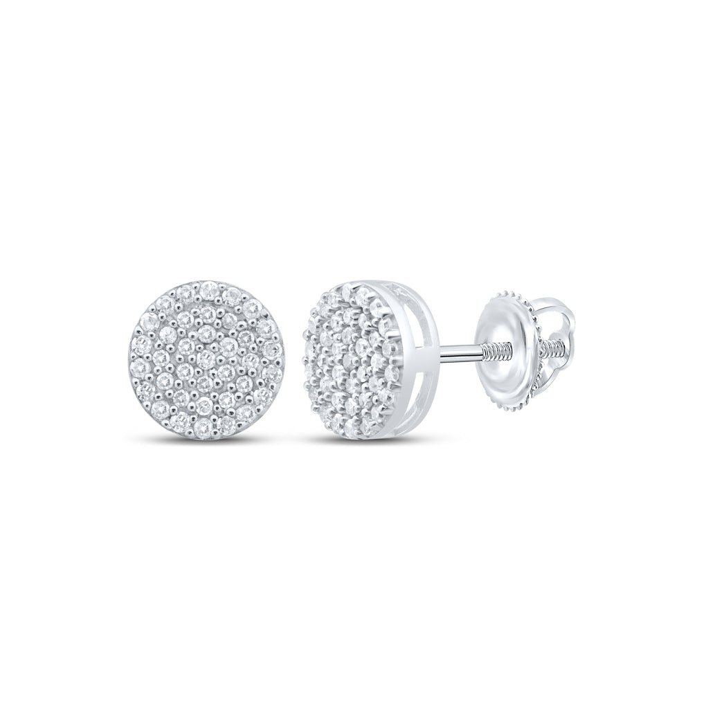 Sterling Silver Or Yellow-tone Sterling Silver Womens Round Diamond Cluster Earrings