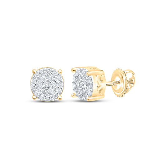 Sterling Silver Or Yellow-tone Sterling Silver Womens Round Diamond Cluster Earrings