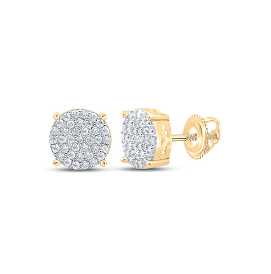 Sterling Silver Or Yellow-tone Sterling Silver Womens Round Diamond Cluster Earrings