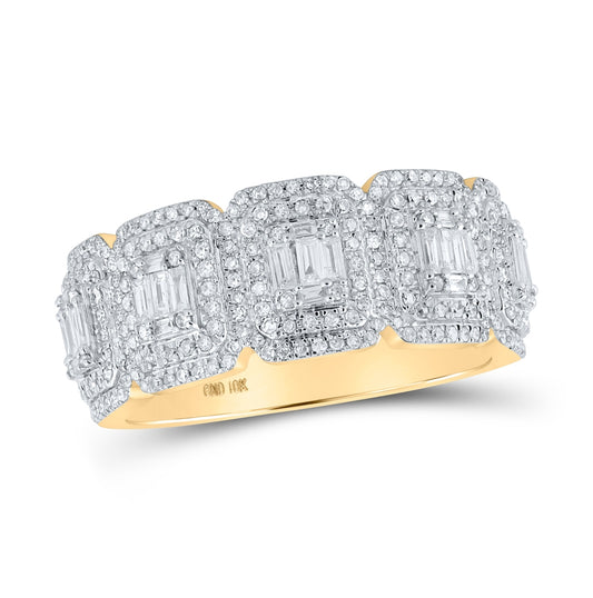 10K Yellow Gold Mens Baguette Diamond Band Ring 1 Cttw, Mens Size: 7-13