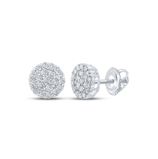 10K Yellow Or White Or Rose Gold Round Diamond Cluster Earrings