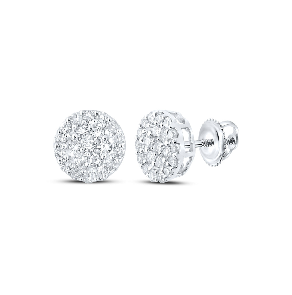 10K Yellow Or White Or Rose Gold Round Diamond Cluster Earrings