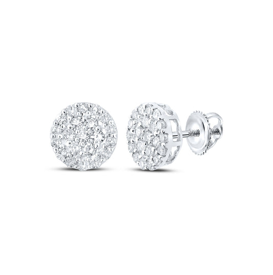10K Yellow Or White Or Rose Gold Round Diamond Cluster Earrings
