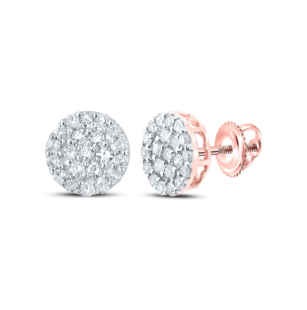 10K Yellow Or White Or Rose Gold Round Diamond Cluster Earrings