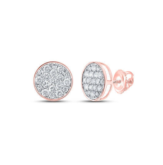 10K Rose Gold Round Diamond Cluster Earrings 1/2ctw