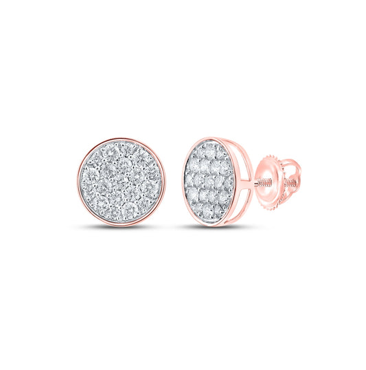 10K Yellow Or White Or Rose Gold Round Diamond Cluster Earrings