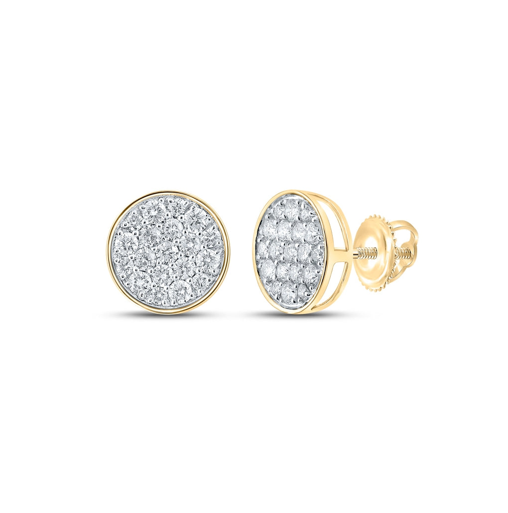 10K Yellow Or White Or Rose Gold Round Diamond Cluster Earrings