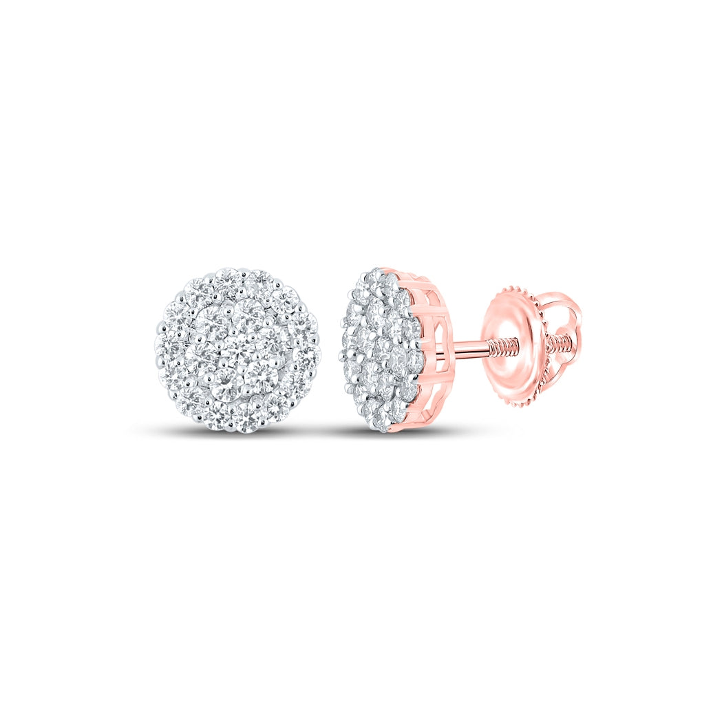 10K Yellow Or White Or Rose Gold Round Diamond Cluster Earrings