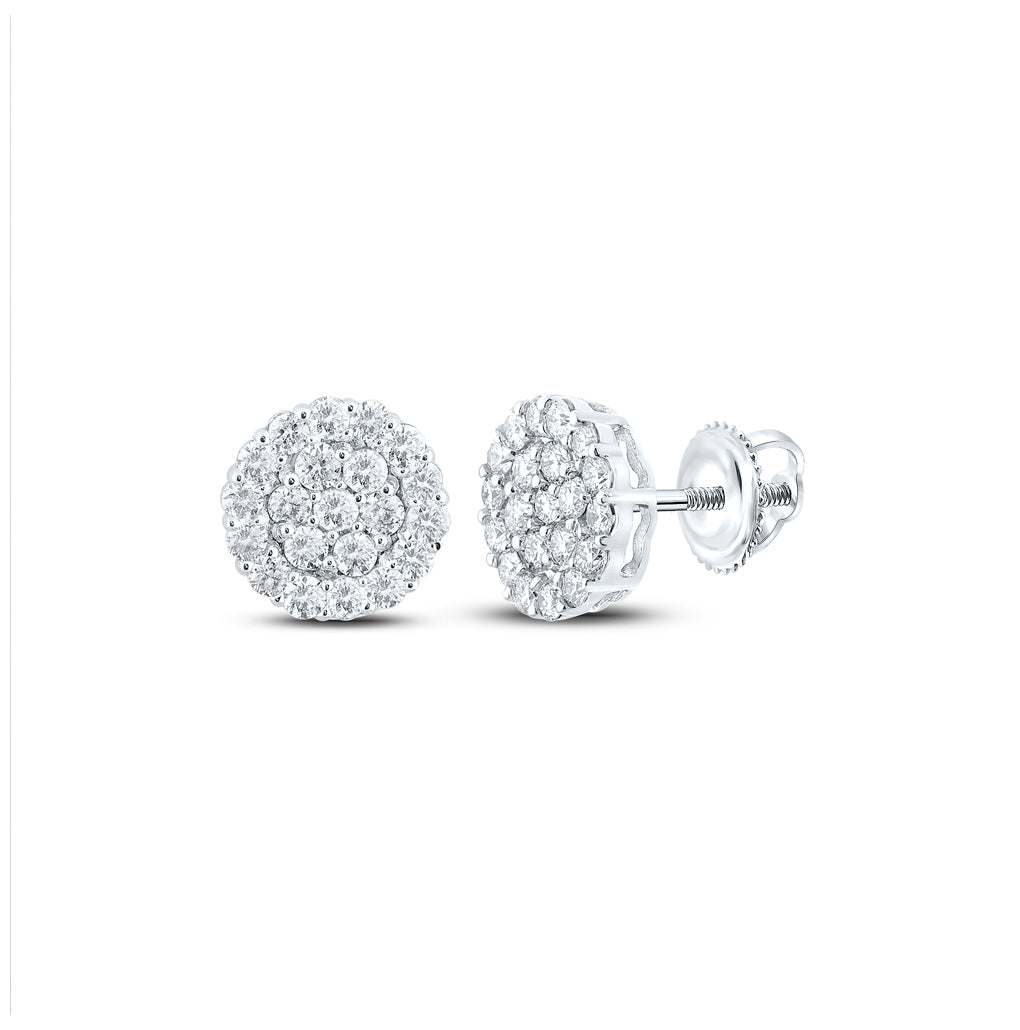 10K Yellow Or White Or Rose Gold Round Diamond Cluster Earrings