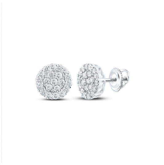 10K Yellow Or White Or Rose Gold Round Diamond Cluster Earrings