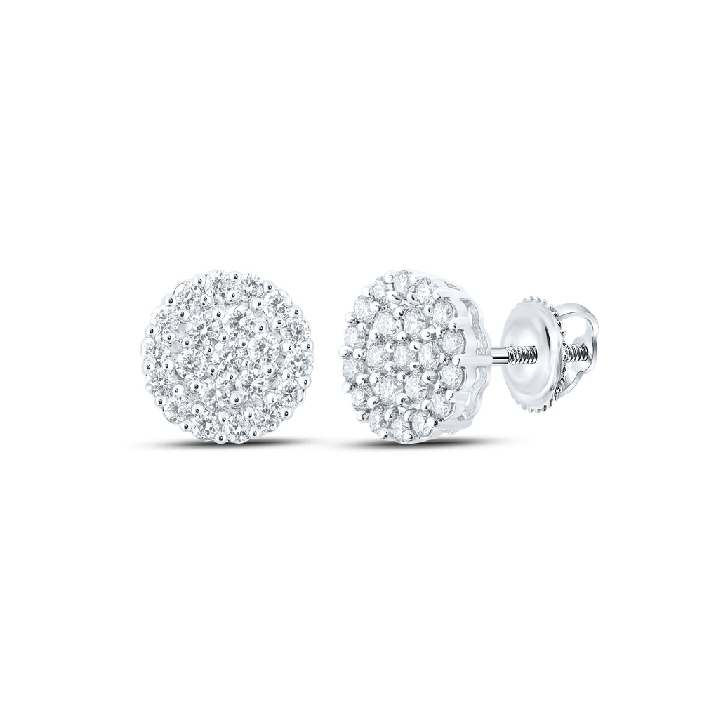 10K Yellow Or White Or Rose Gold Round Diamond Cluster Earrings
