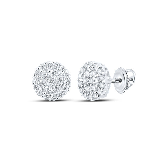 10K Yellow Or White Or Rose Gold Round Diamond Cluster Earrings