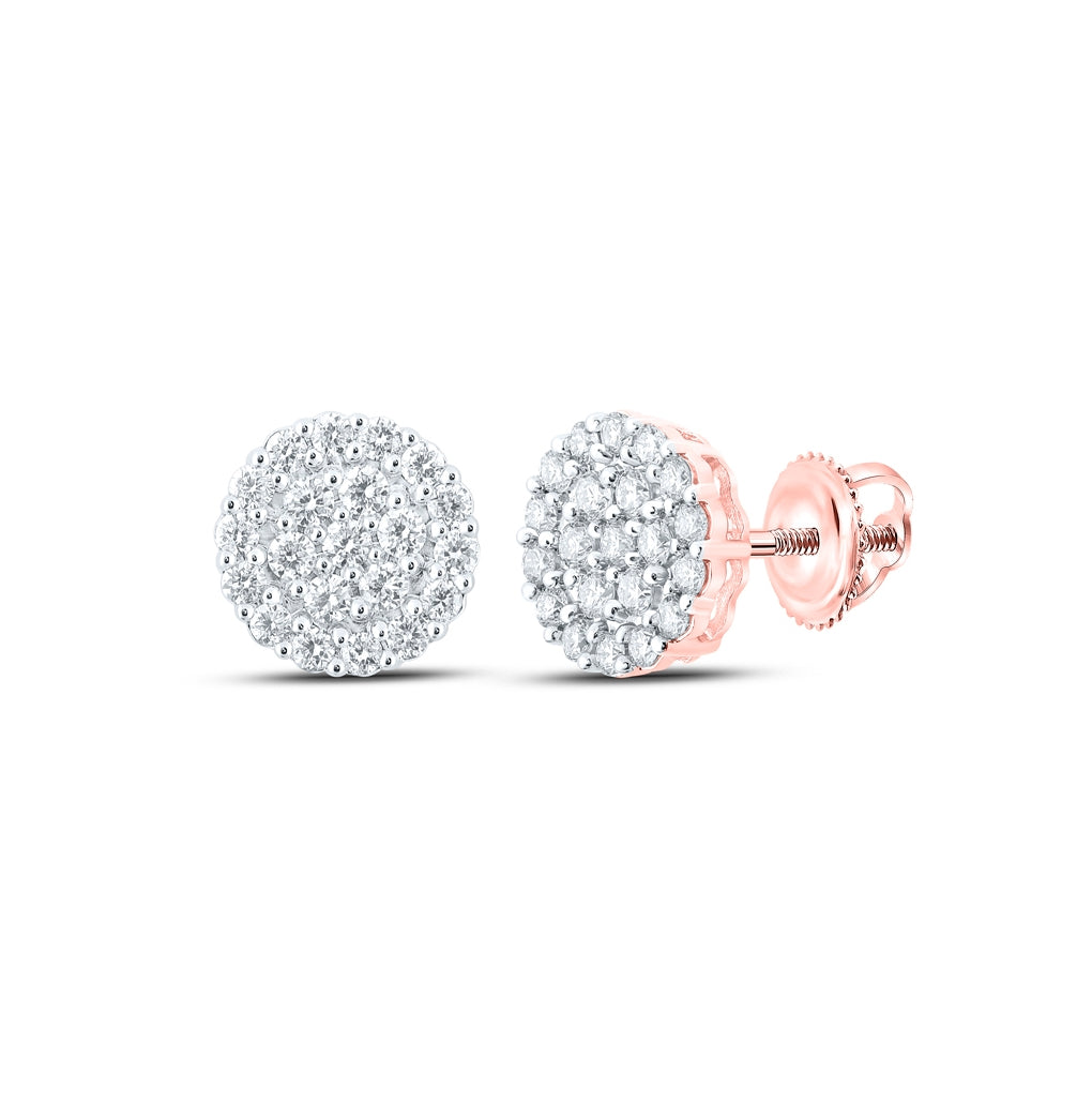 10K Yellow Or White Or Rose Gold Round Diamond Cluster Earrings