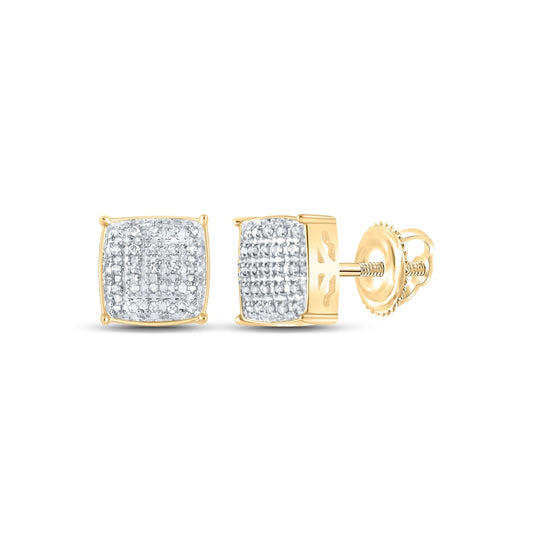 10K White Or Yellow Gold Round Diamond Square Earrings