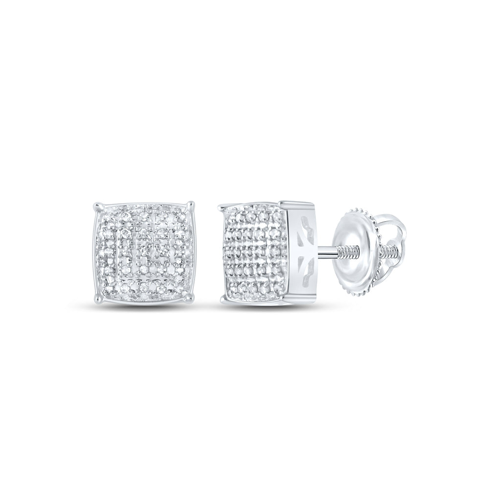 10K White Or Yellow Gold Round Diamond Square Earrings
