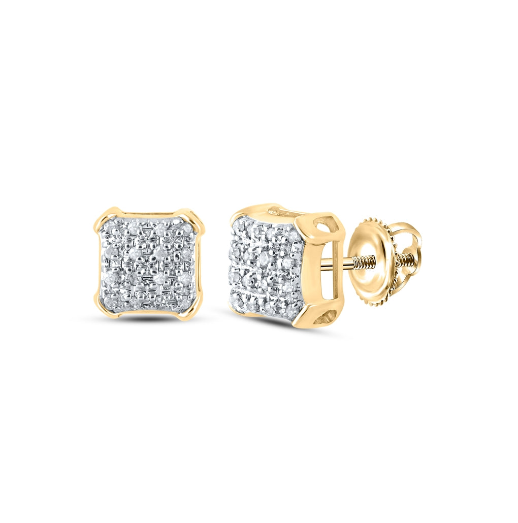 10K White Or Yellow Gold Round Diamond Square Earrings