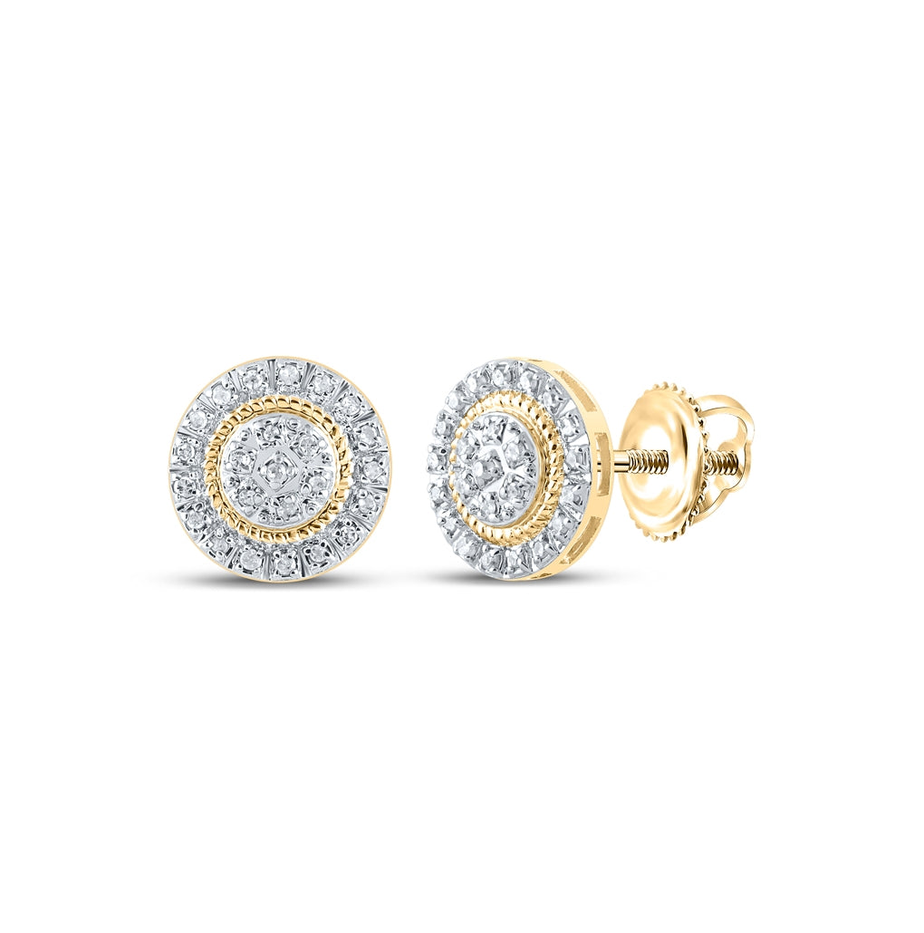 10K White Or Yellow Gold Round Diamond Cluster Earrings