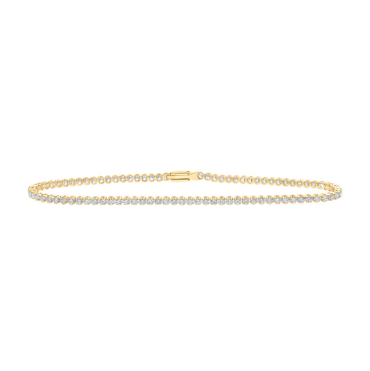 14K Yellow Or White Or Rose Gold Womens Round Diamond Tennis Bracelet