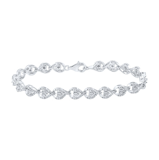 Sterling Silver Womens Round Diamond Fashion Bracelet 1/4ctw