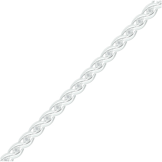 Sterling Silver Women's Round Dia. Fashion Bracelet 0.1 ctw