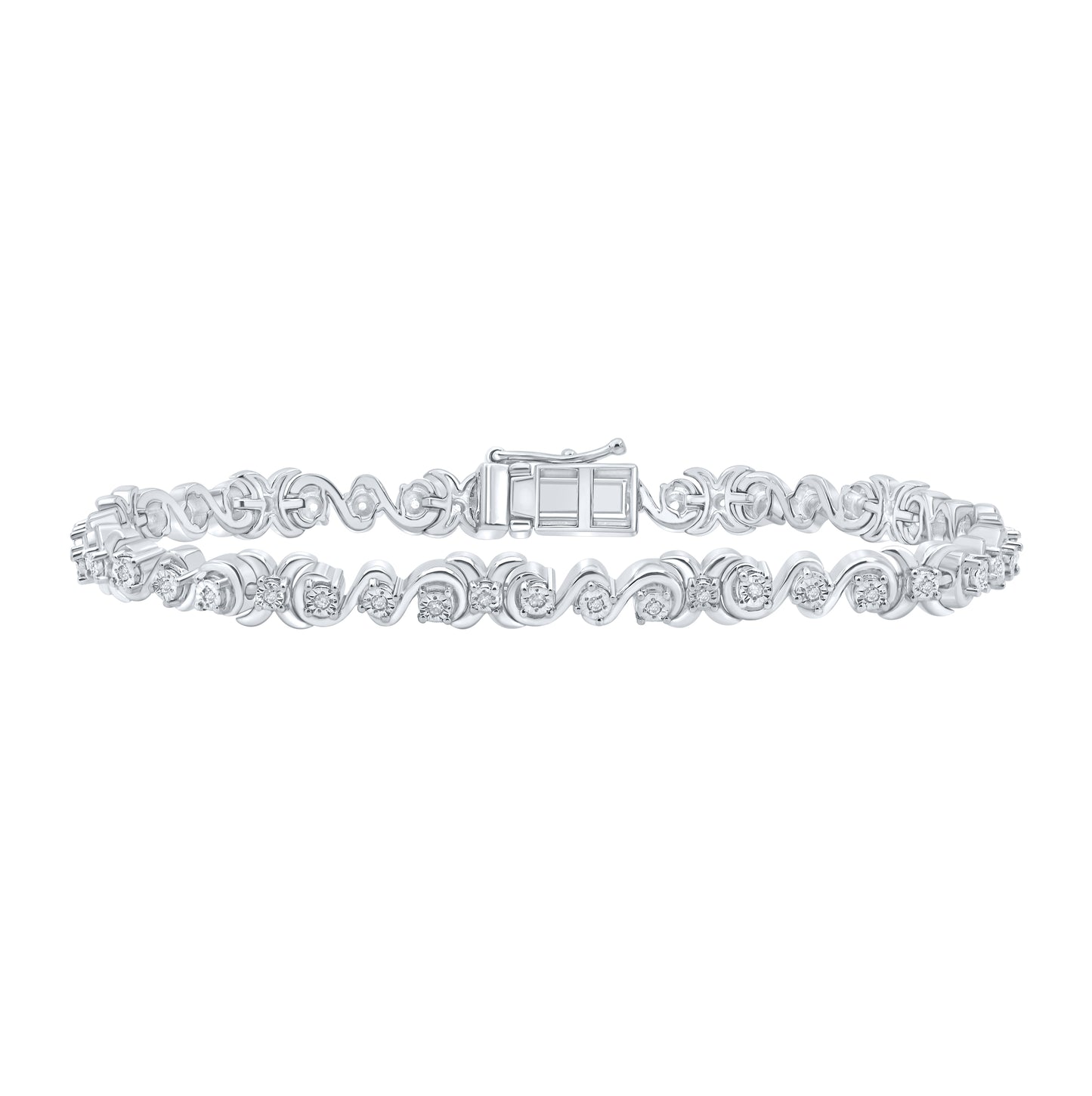 Sterling Silver Women's Round Diamond Fashion Bracelet 1/3ctw