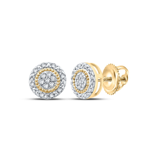 Sterling Silver Or Yellow-tone Sterling Silver Womens Round Diamond Cluster Earrings