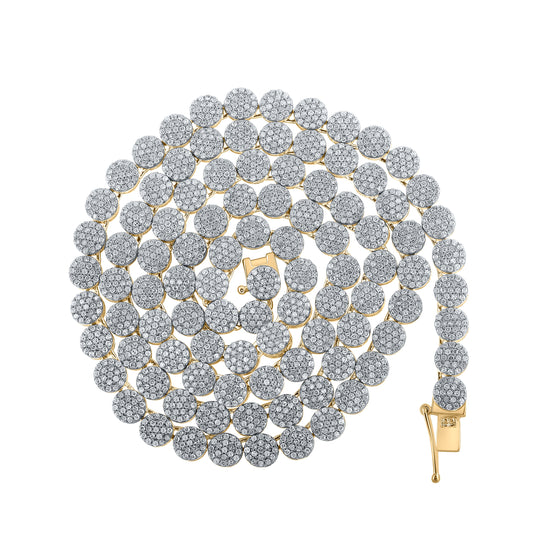 10kt Yellow Gold 7 3/4ctw Diamond P1 (5.5mm) Round Fashion Mens Chain (22 Inch)