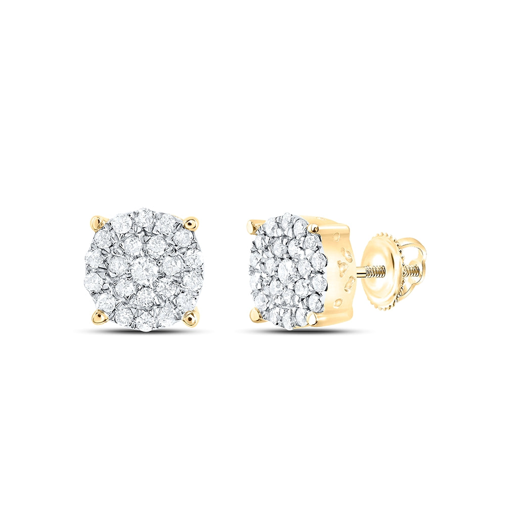 10K White Or Yellow Gold Womens Round Diamond Cluster Earrings