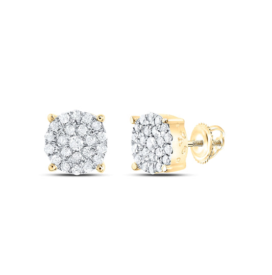 10K White Or Yellow Gold Womens Round Diamond Cluster Earrings