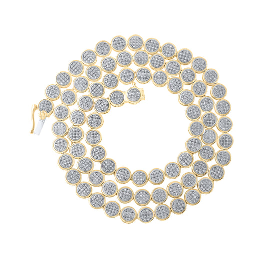 10K Yellow Gold Mens Round Diamond Link Chain Necklace 2-3/4 Cttw, Length: 20 In