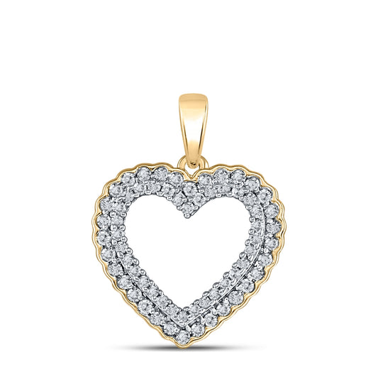 10K Yellow Gold Women's Round Diamond Heart Pendant 1/3ctw