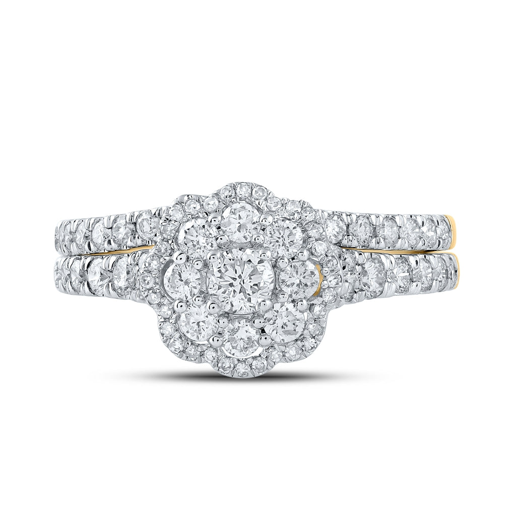 10K Yellow Or White Or Rose Gold Round Diamond Bridal Wedding Ring Band Set , Womens Size: 5-10
