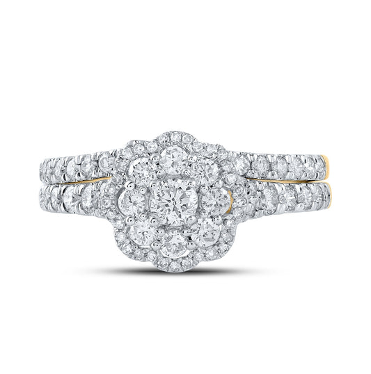 10K Yellow Or White Or Rose Gold Round Diamond Bridal Wedding Ring Band Set , Womens Size: 5-10