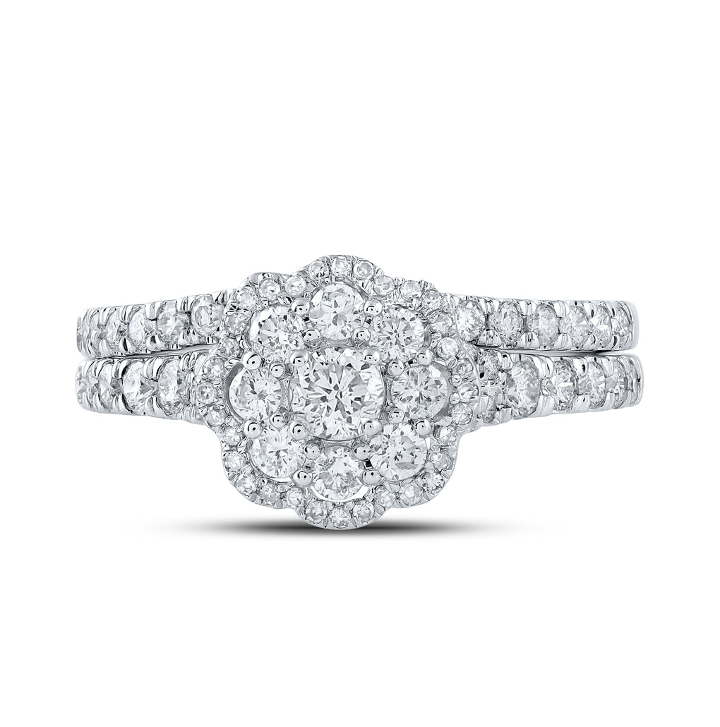 10K Yellow Or White Or Rose Gold Round Diamond Bridal Wedding Ring Band Set , Womens Size: 5-10