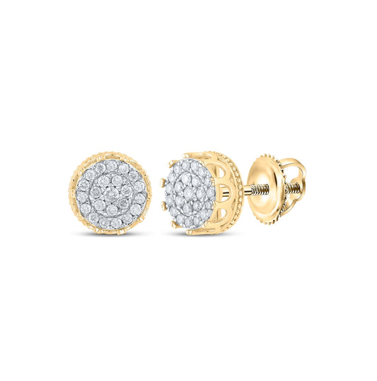 10K Yellow Or White Or Rose Gold Round Diamond Cluster Earrings