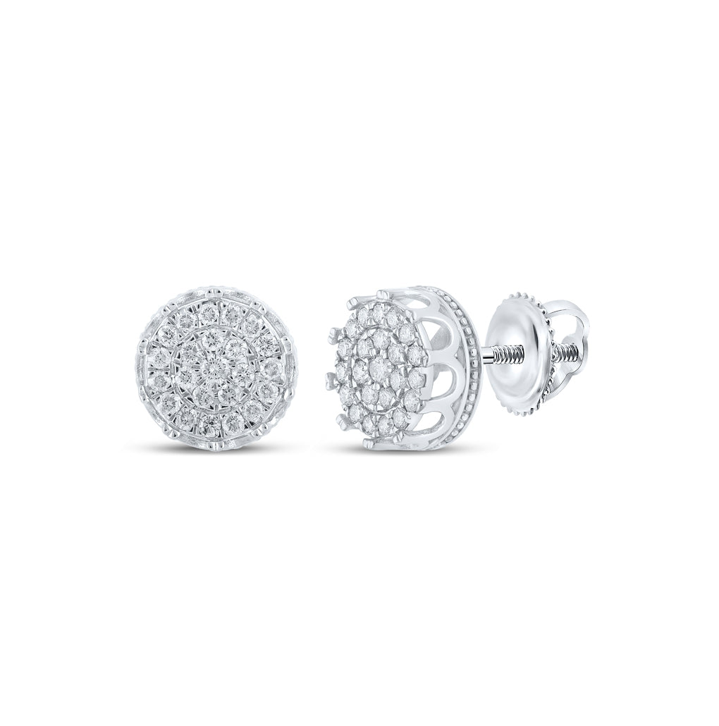 10K Yellow Or White Or Rose Gold Round Diamond Cluster Earrings